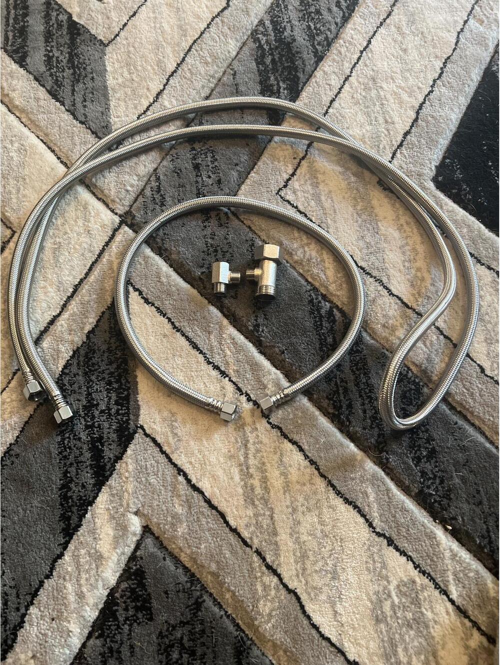 Stainless Steel Flexible Water Supply Lines with Angle Valves - Set of 2